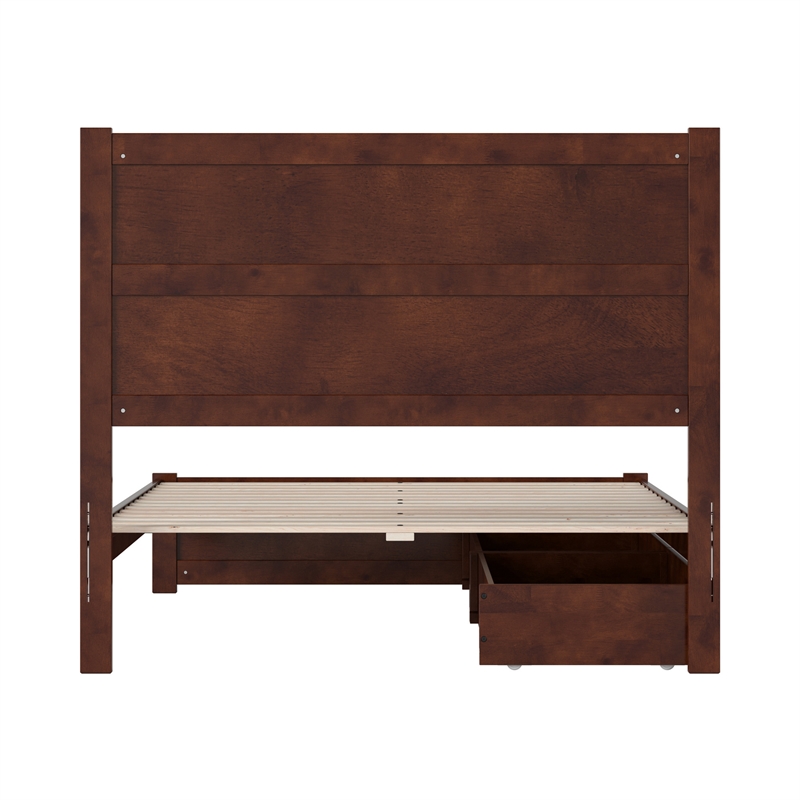 Aveline Full Platform Bed with Matching Footboard & Drawers in Walnut