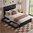 Aveline Full Platform Bed with Matching Footboard & Drawers in Black