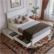 Aveline Queen Platform Bed with Matching Footboard & Drawers in White