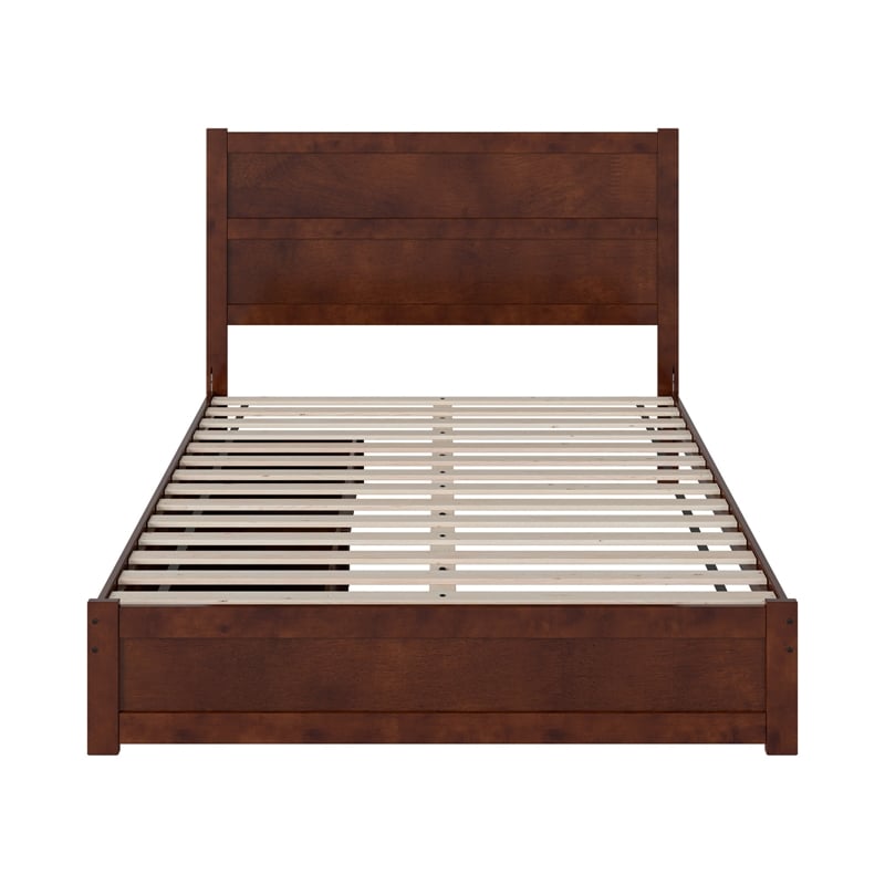 Aveline Queen Platform Bed with Matching Footboard & Drawers in Walnut