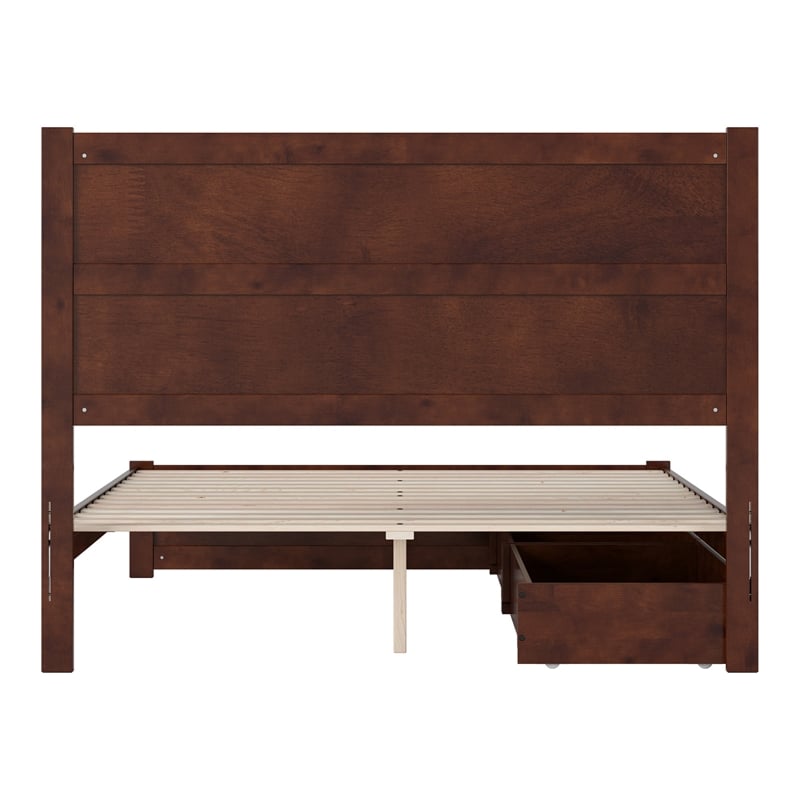 Aveline Queen Platform Bed with Matching Footboard & Drawers in Walnut