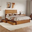Aveline Queen Platform Bed with Matching Footboard & Drawers in Light Toffee