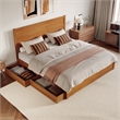 Aveline King Platform Bed with Matching Footboard & Drawers in Light Toffee