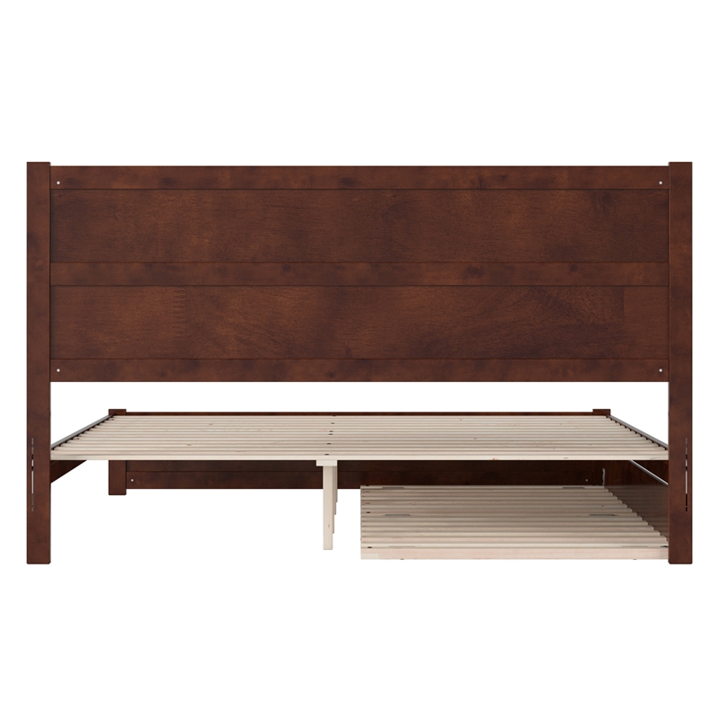 Aveline King Wood Platform Bed Matching Footboard & Twin XL Trundle in Walnut