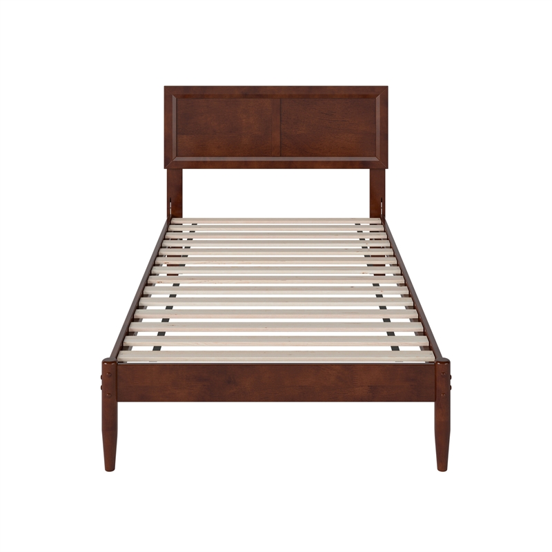 Ellarie Twin XL Solid Wood Platform Bed in Walnut