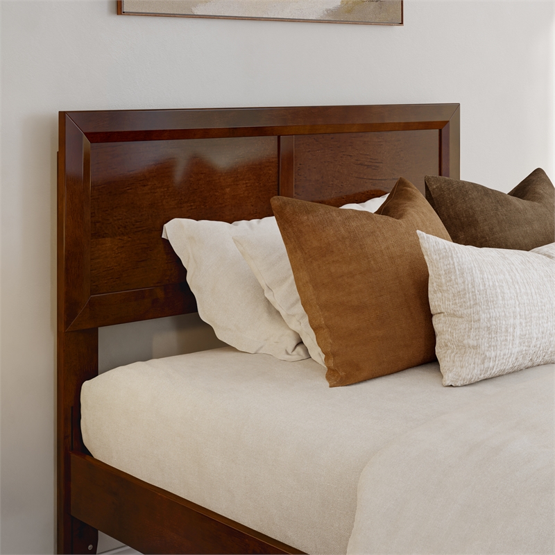 Ellarie Twin XL Solid Wood Platform Bed in Walnut