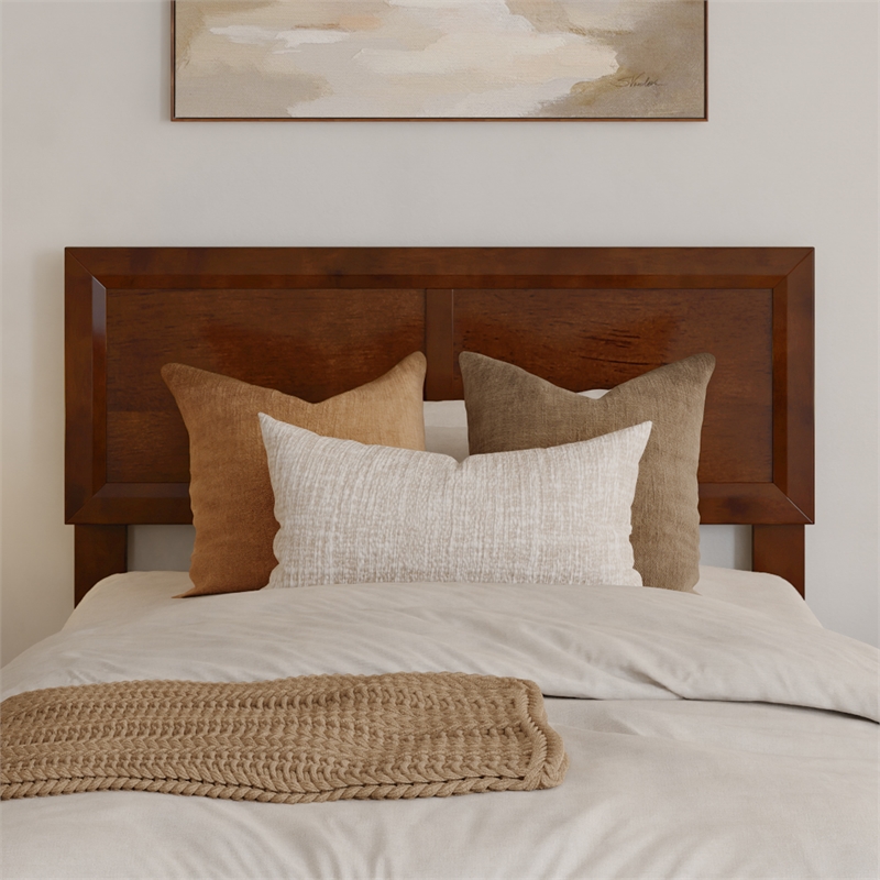 Ellarie Twin XL Solid Wood Platform Bed in Walnut