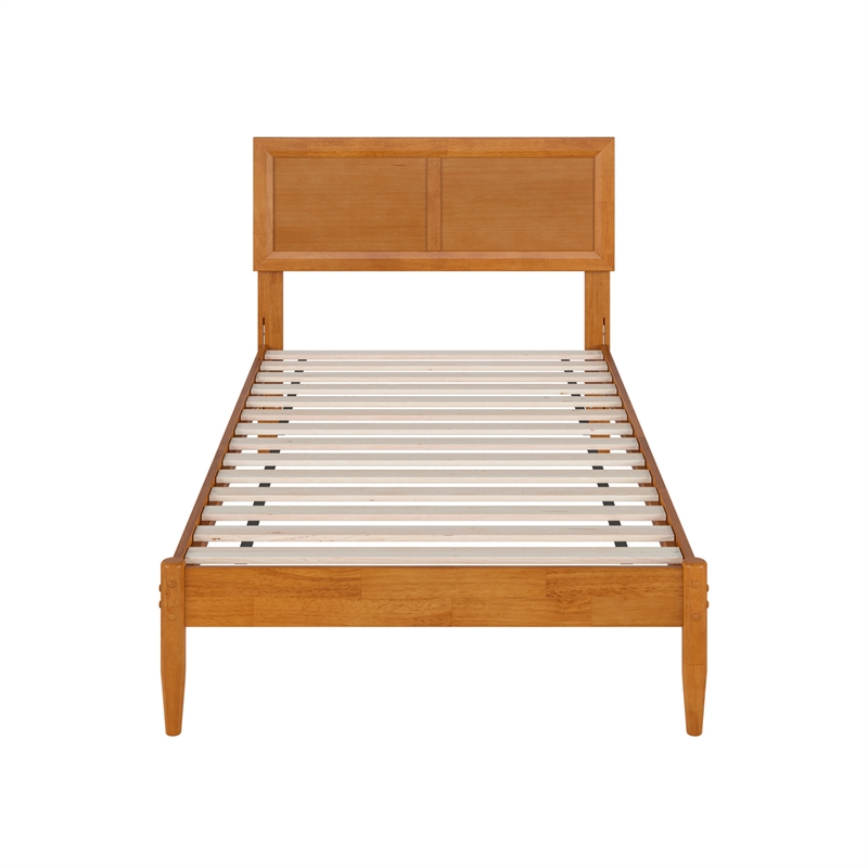 Ellarie Twin Solid Wood Platform Bed in Light Toffee