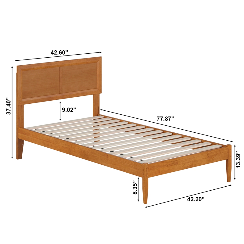 Ellarie Twin Solid Wood Platform Bed in Light Toffee