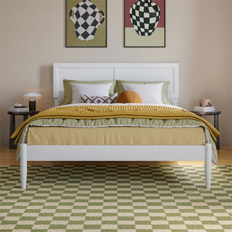 Ellarie Full Solid Wood Platform Bed in White