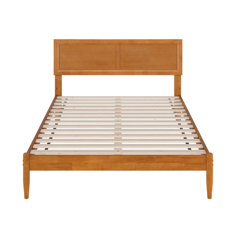 Ellarie Full Wood Platform Bed in Light Toffee