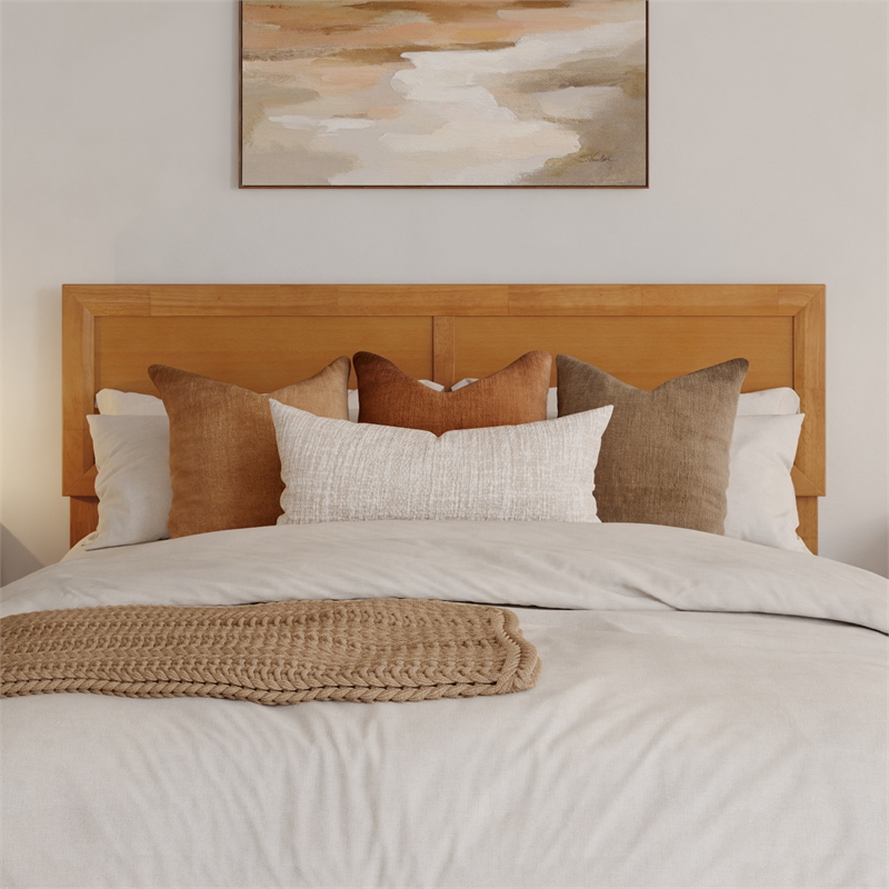 Ellarie Full Wood Platform Bed in Light Toffee