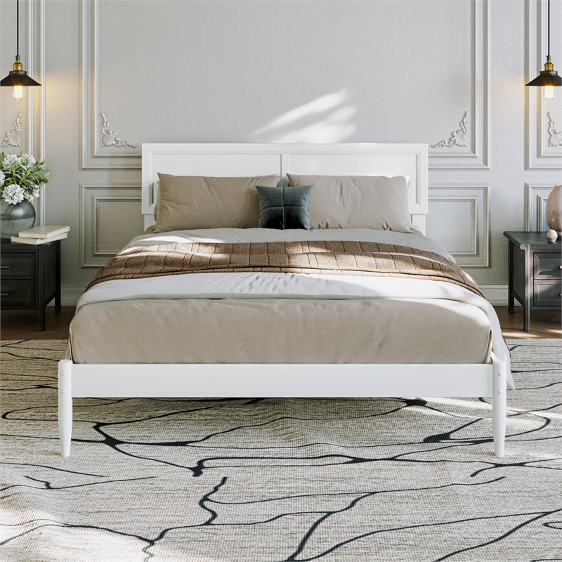 Ellarie Queen Solid Wood Platform Bed in White