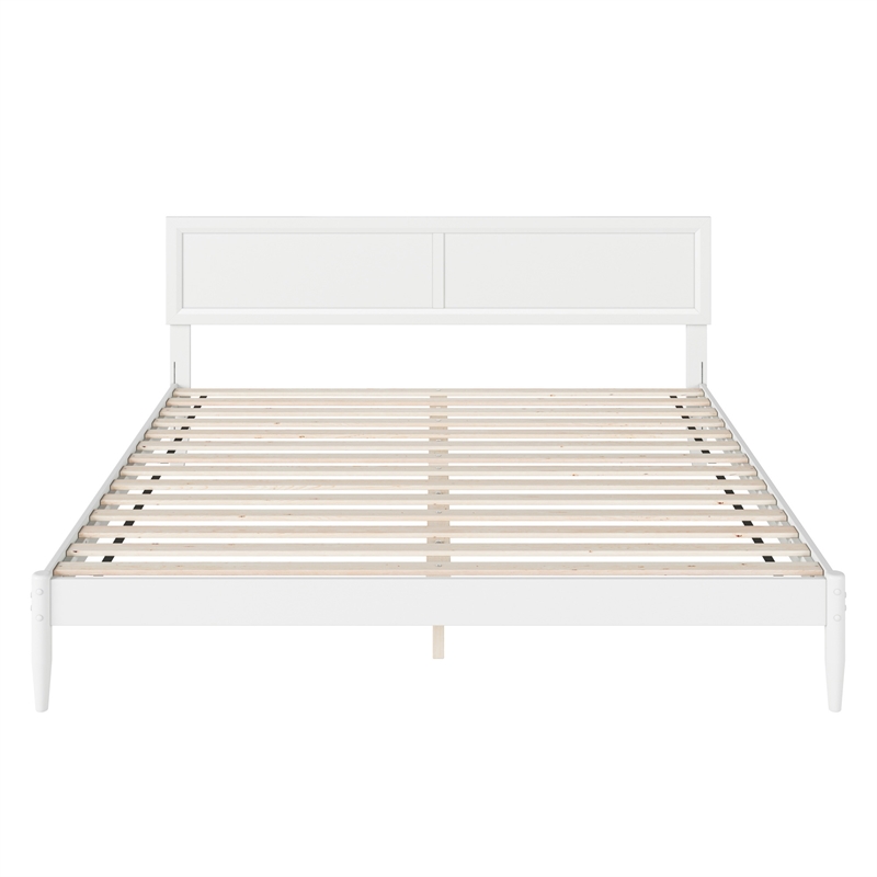 Ellarie King Solid Wood Platform Bed in White