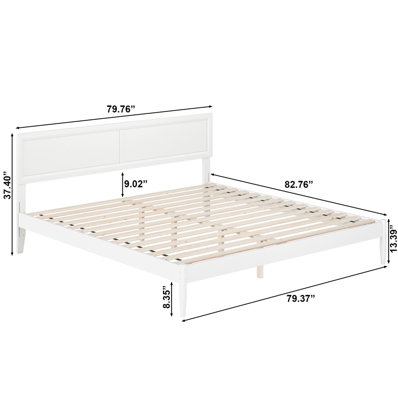Ellarie King Solid Wood Platform Bed in White