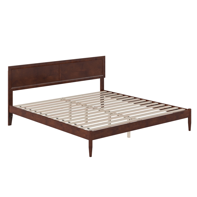 Ellarie King Wood Platform Bed in Walnut