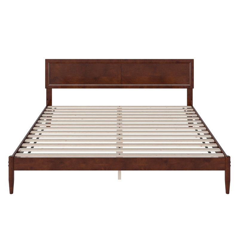 Ellarie King Wood Platform Bed in Walnut