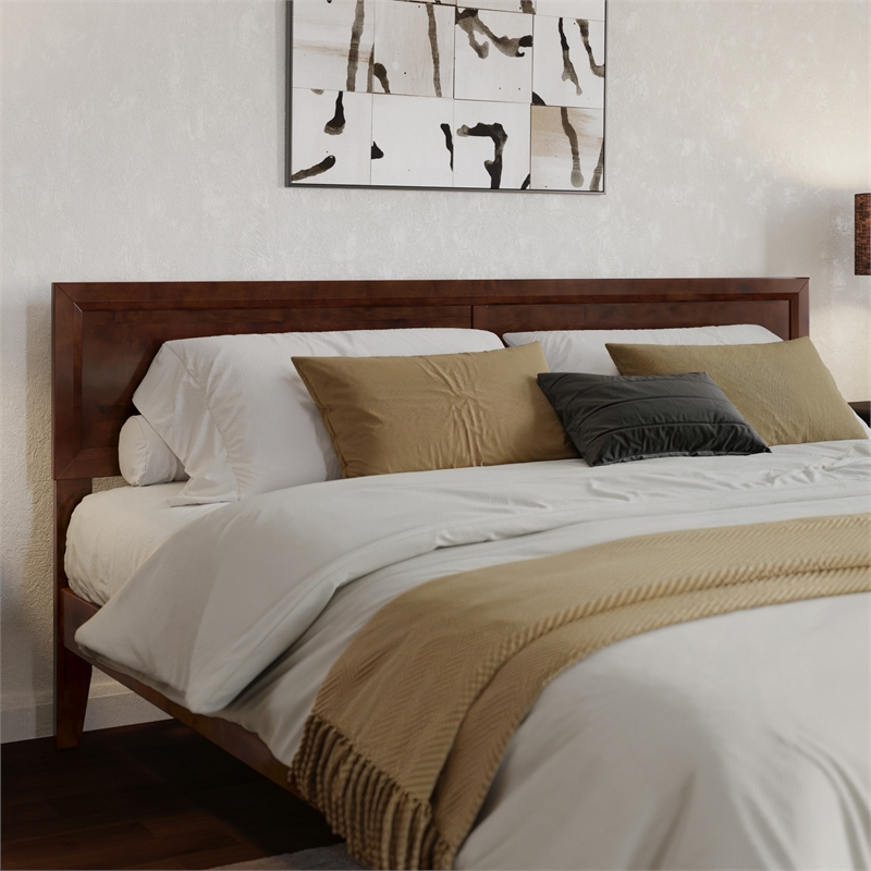 Ellarie King Wood Platform Bed in Walnut