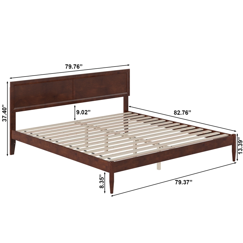 Ellarie King Wood Platform Bed in Walnut