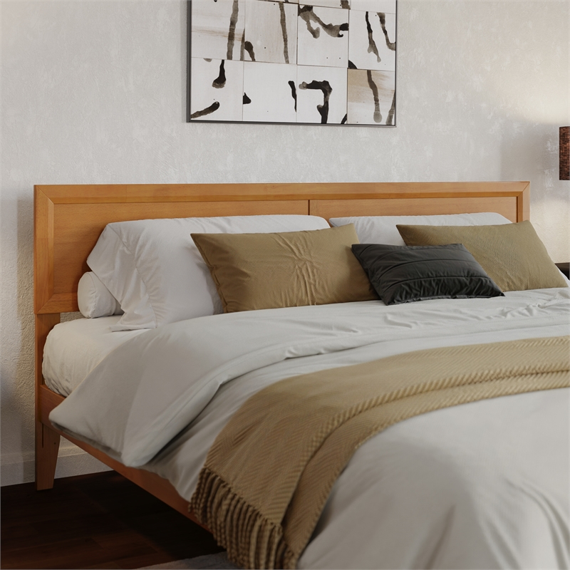 Ellarie King Wood Platform Bed in Light Toffee