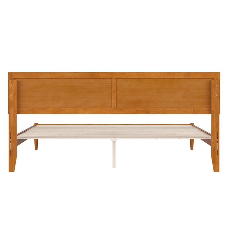 Ellarie King Wood Platform Bed in Light Toffee