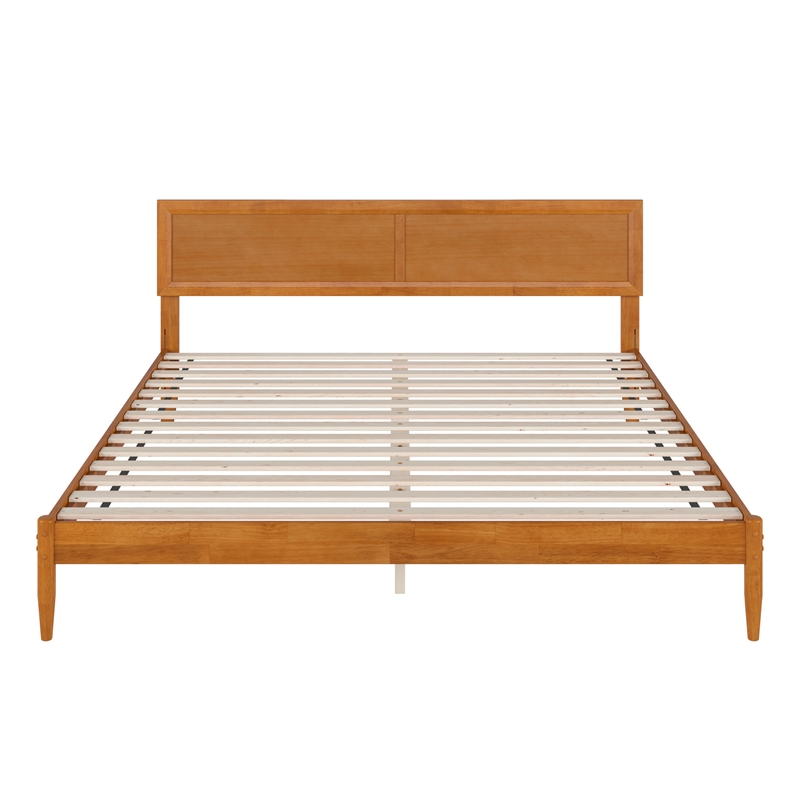 Ellarie King Wood Platform Bed in Light Toffee