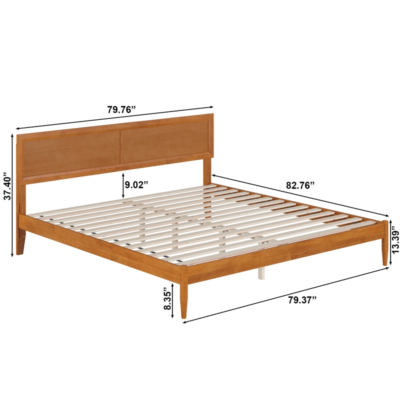 Ellarie King Wood Platform Bed in Light Toffee