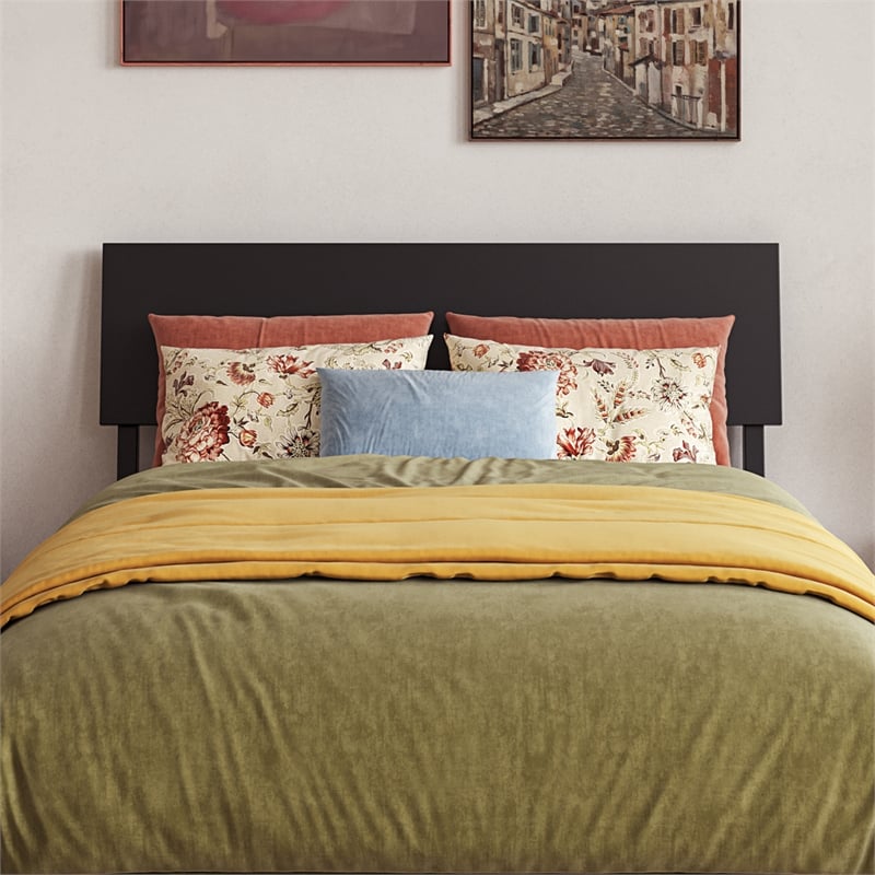 Norla Twin XL Wood Platform Bed with Footboard and Drawers in Black