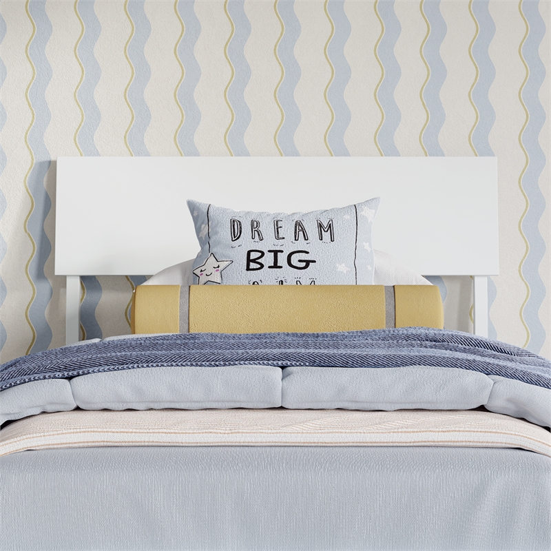 Norla Twin Wood Platform Bed with Footboard and Drawers in White