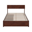Norla Full Wood Platform Bed with Footboard and Drawers in Walnut