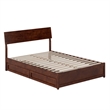 Norla Full Wood Platform Bed with Footboard and Drawers in Walnut