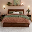 Norla Full Wood Platform Bed with Footboard and Drawers in Walnut