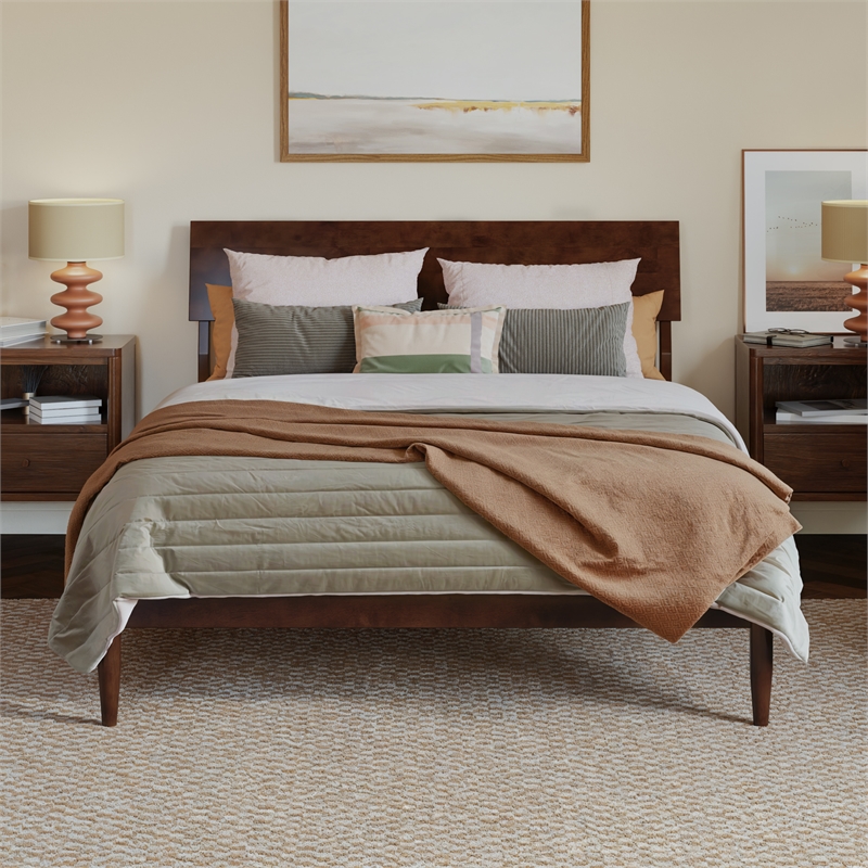 Bradford Full Wood Platform Bed in Walnut