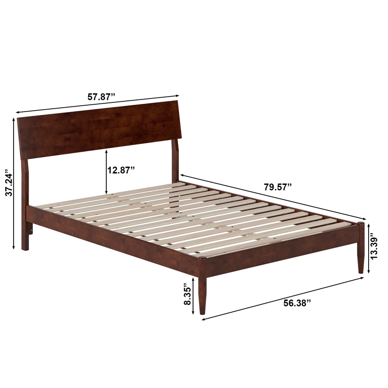 Bradford Full Wood Platform Bed in Walnut