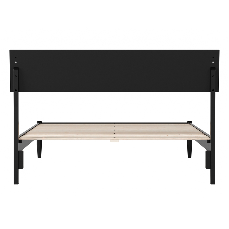 AFI Bradford Full Wood Platform Bed with Adjustable Headboard in Black