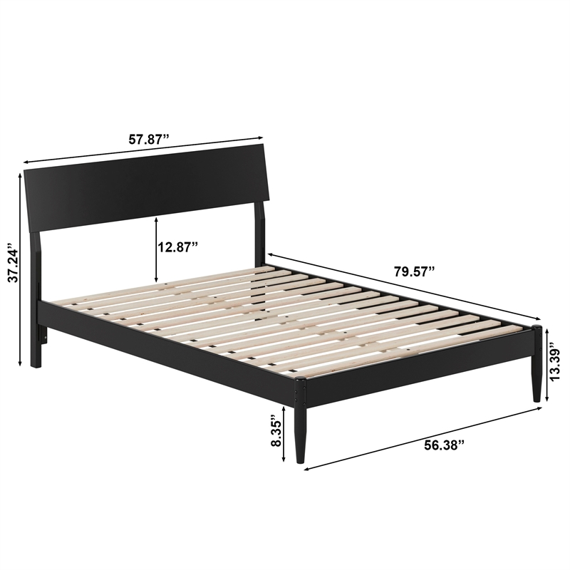 AFI Bradford Full Wood Platform Bed with Adjustable Headboard in Black