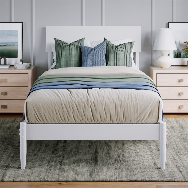 Bradford Twin XL Solid Wood Platform Bed in White