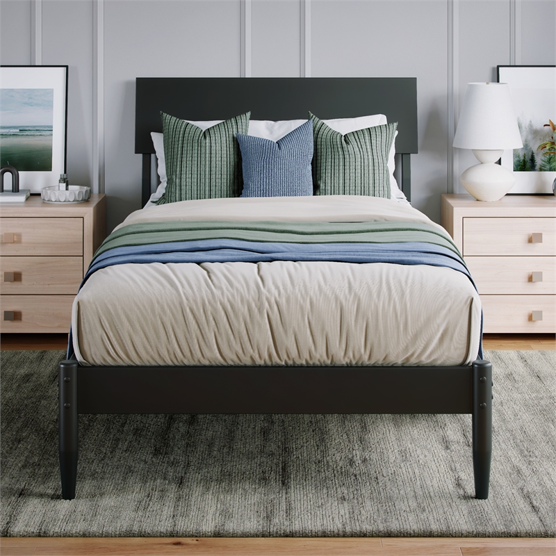 Bradford Twin XL Wood Platform Bed in Black