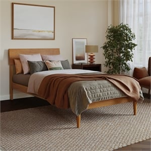 Bradford Twin XL Wood Platform Bed in Light Toffee