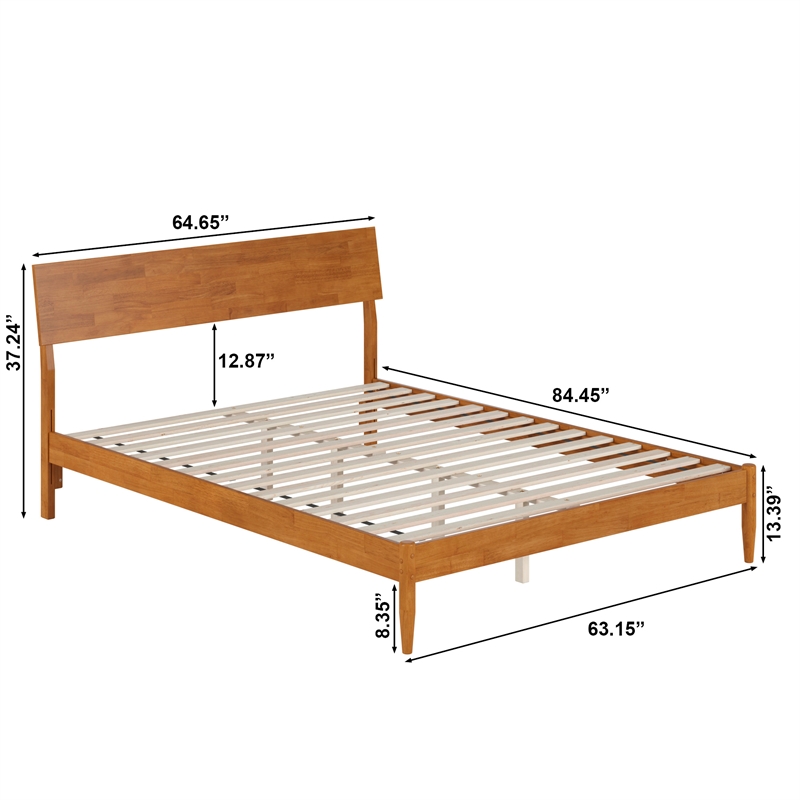 Bradford Queen Wood Platform Bed in Light Toffee