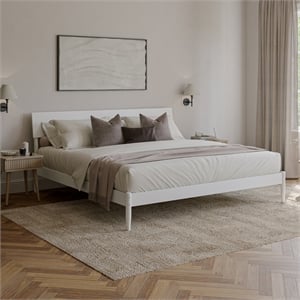 Bradford King Wood Platform Bed in White