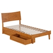 Phoenix Twin XL Wood Platform Bed with Drawers in Light Toffee