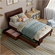 Phoenix Twin Size Solid Wood Platform Bed with Drawers in Walnut