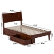 Phoenix Twin Size Solid Wood Platform Bed with Drawers in Walnut