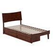 Phoenix Twin Size Solid Wood Platform Bed with Drawers in Walnut