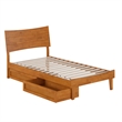 Phoenix Twin Solid Wood Platform Bed with Drawers in Light Toffee