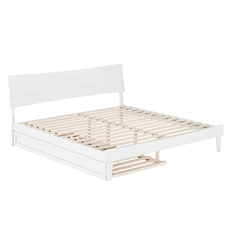 Phoenix King Solid Wood Platform Bed with Twin XL Trundle in White