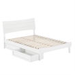 Phoenix Full Size Solid Wood Platform Bed with Drawers in White