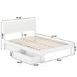 Phoenix Full Size Solid Wood Platform Bed with Drawers in White