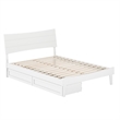 Phoenix Full Size Solid Wood Platform Bed with Drawers in White